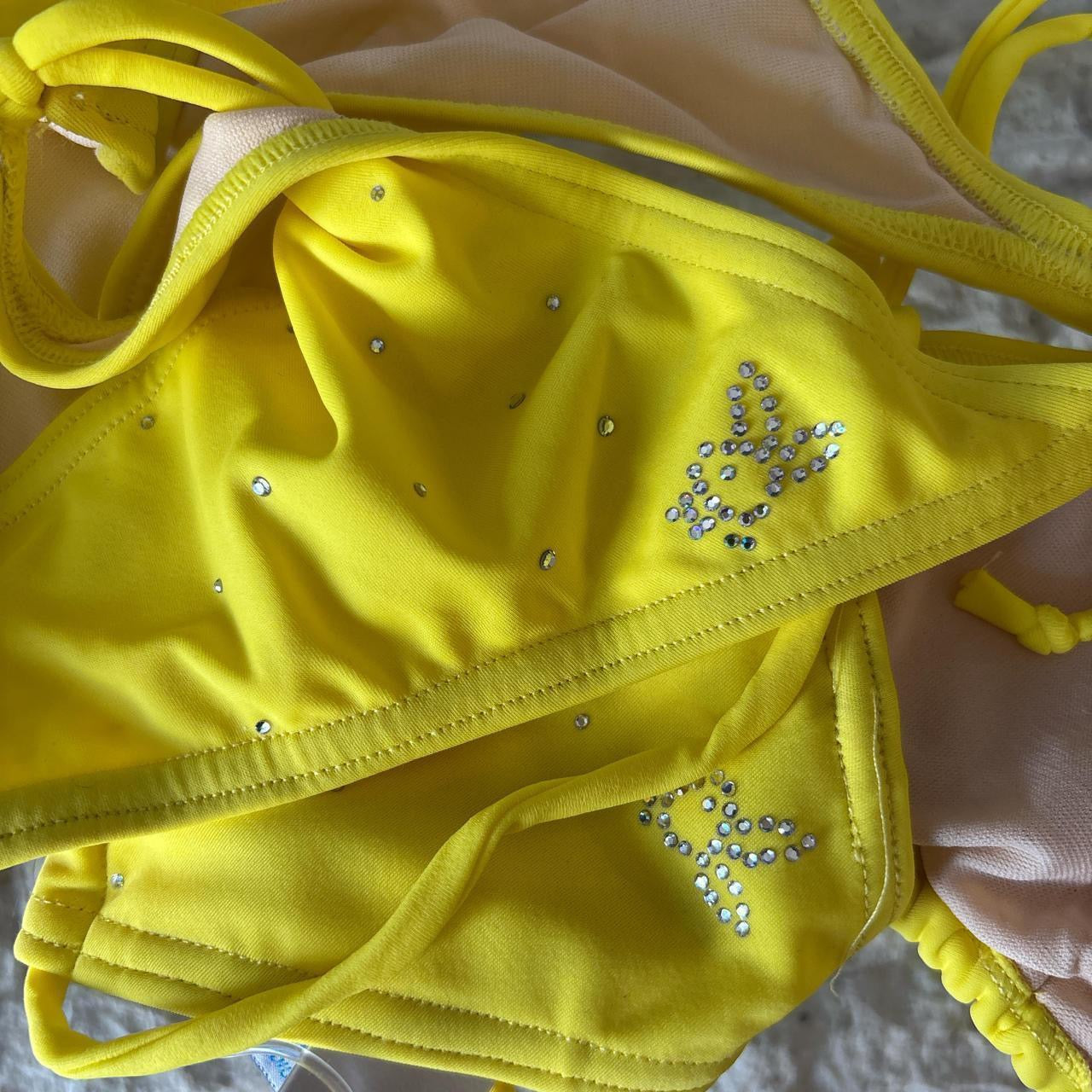 Vintage yellow Playboy rhinestone string bikini set