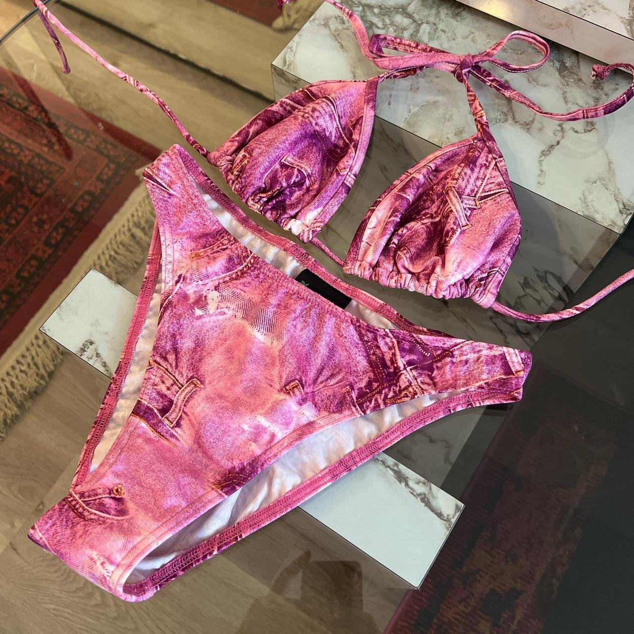 Vintage pink denim print set