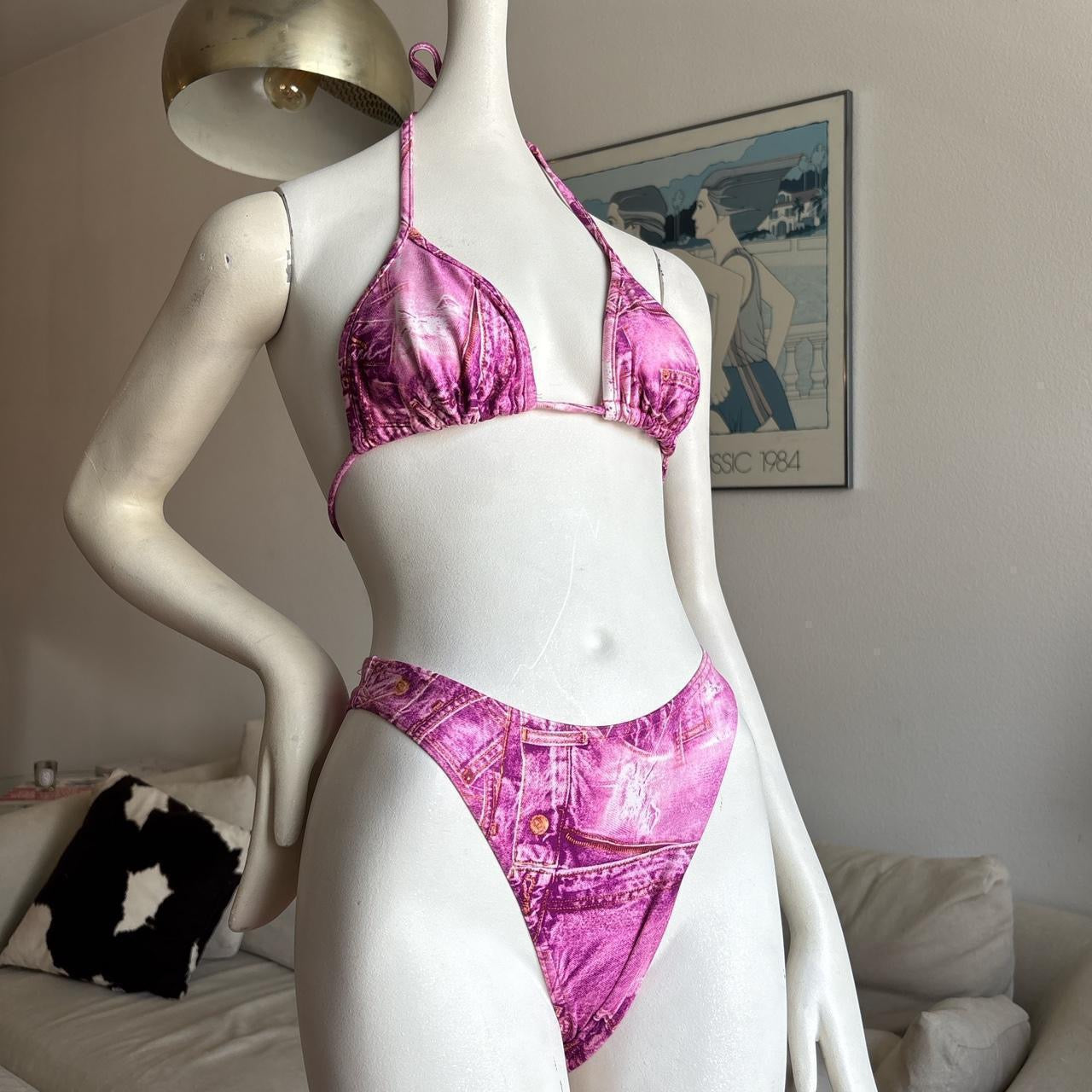 Vintage pink denim print set