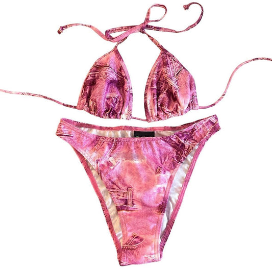 Vintage pink denim print set