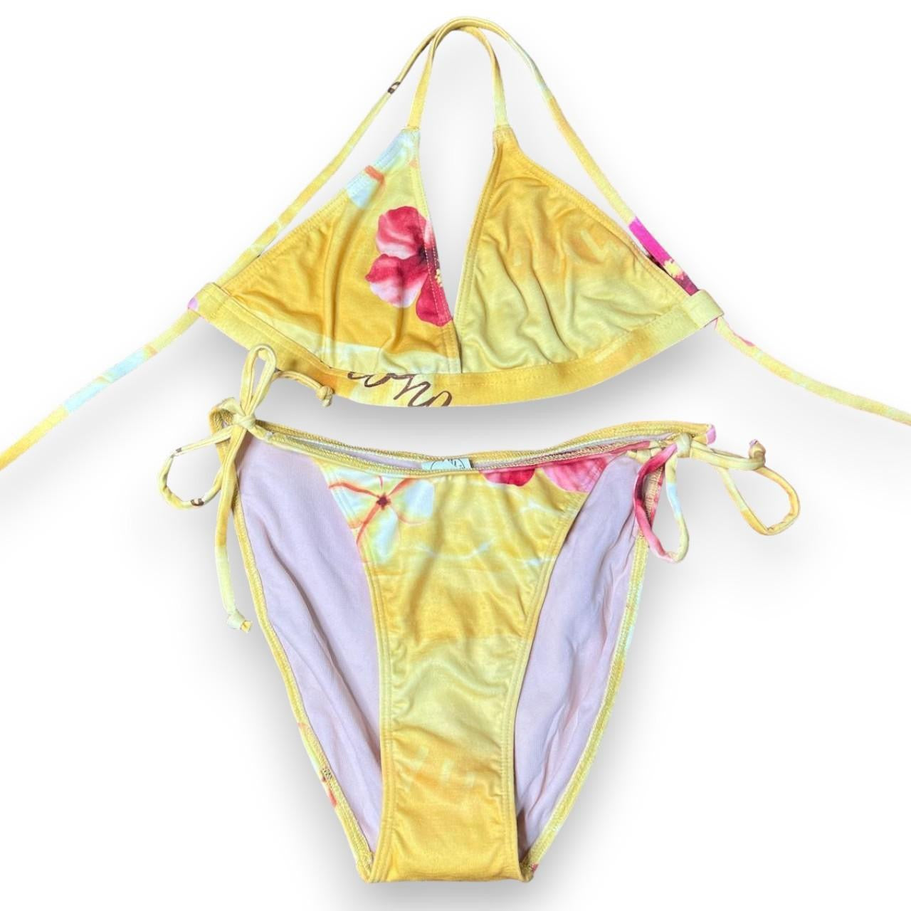 Vintage 90’s Body Glove yellow hibiscus print set