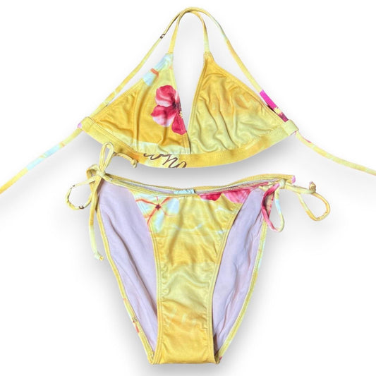 Vintage 90’s Body Glove yellow hibiscus print set